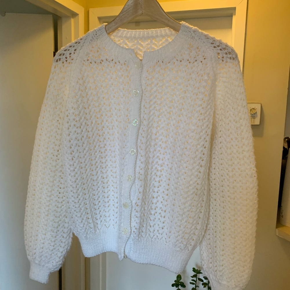 White Hand-Knit Cardigan